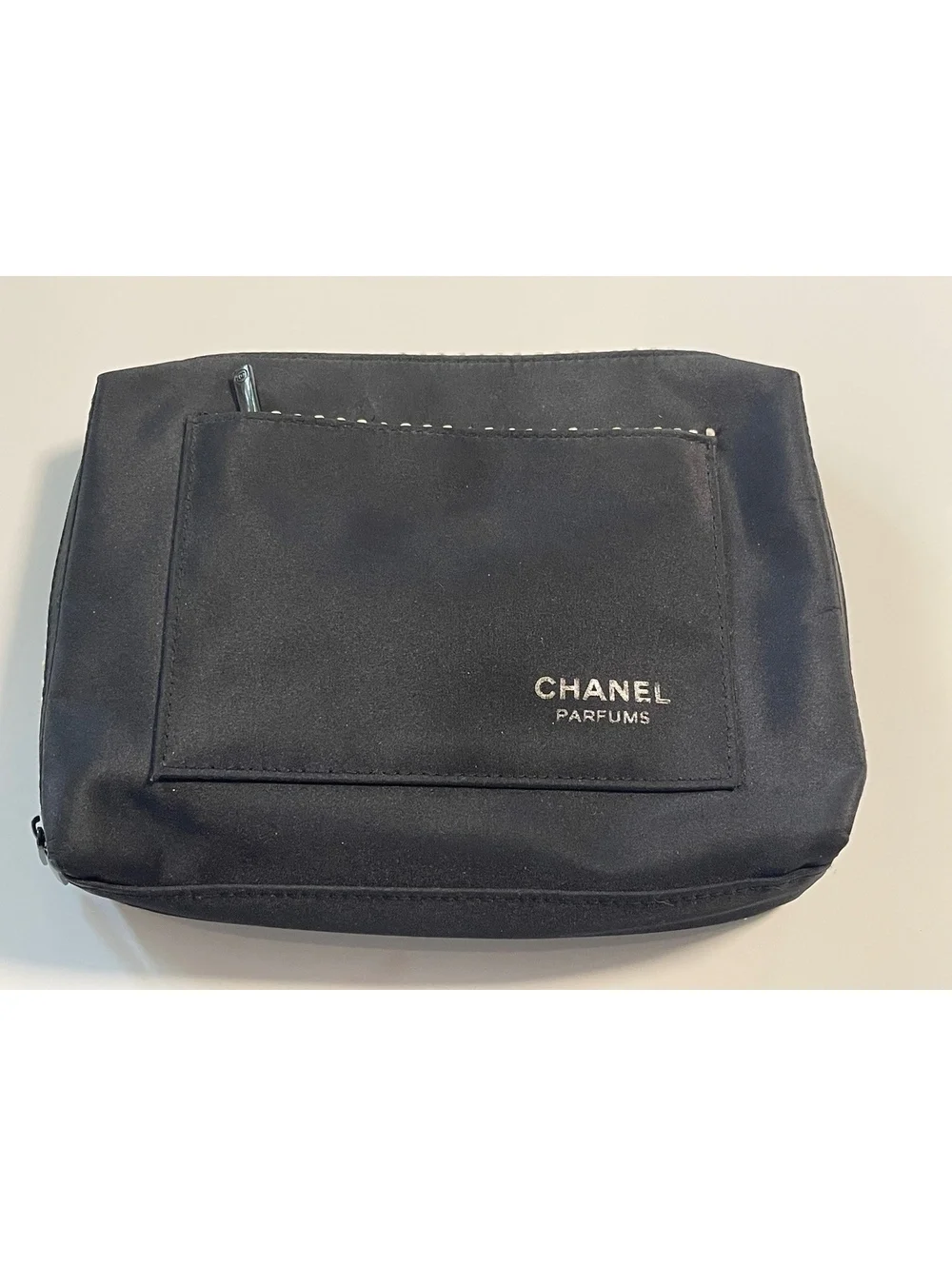 Chanel Parfums Black Cosmetic Bag with Zipper Pockets